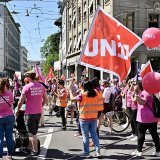 Une des actions organisées à l'occasion de la Grève féministe, ce mercredi à Bâle.